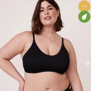 La Vie en Rose BLACK RIB Recycled Fibers D Cup Bralette Bikini Top